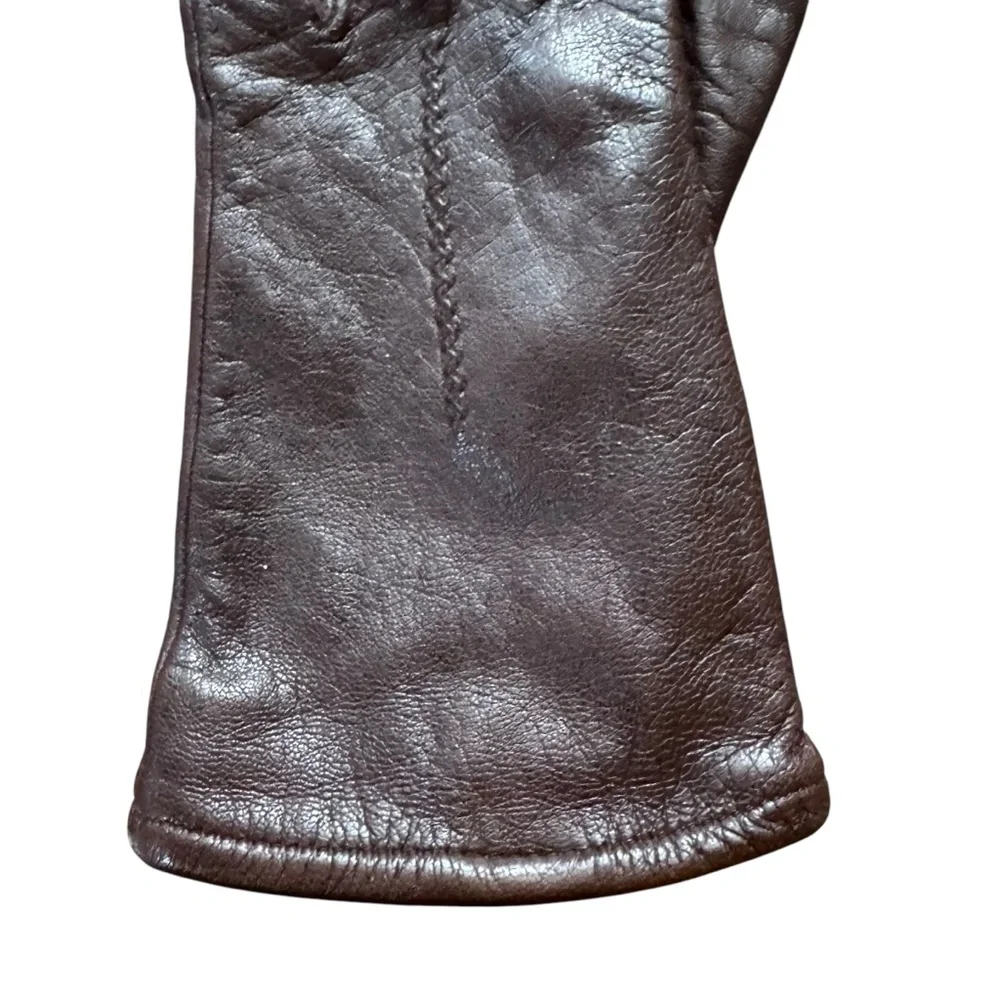 *Women’s Vintage Fownes Size 7.5 Brown Leather Gloves w Polyester Lining